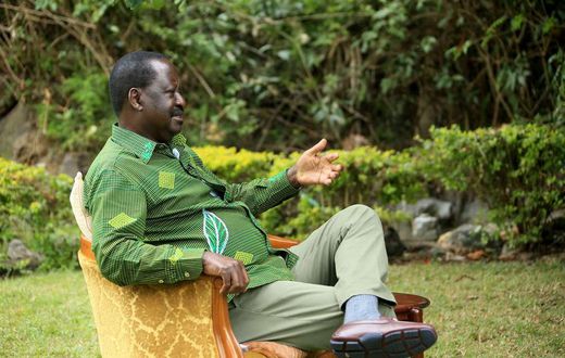 Former Prime Minister Raila Odinga during a recent TV interview