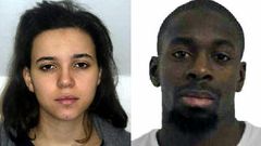 Photo montage published by the French police Janvier 9 2015 of Amedy Coulibaly and his partner Hayat Boumedienne