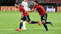 Jose Luis Gaya (L) grabbed a late equaliser for Spain against Germany in their Nations League opener on Thursday
