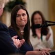 Sarah Sanders, then the White House press secretary, seen in June 2019 at the White House with President Donald Trump