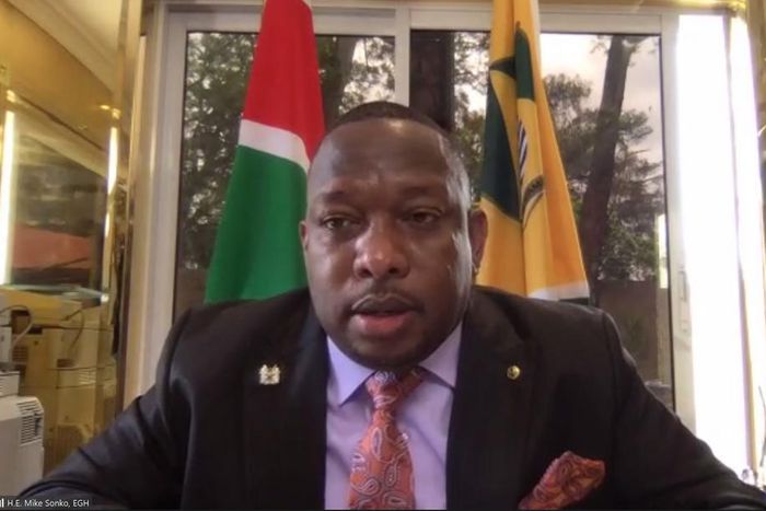 Nairobi Governor Mike Sonko during a virtual session with the Senate Health Committee