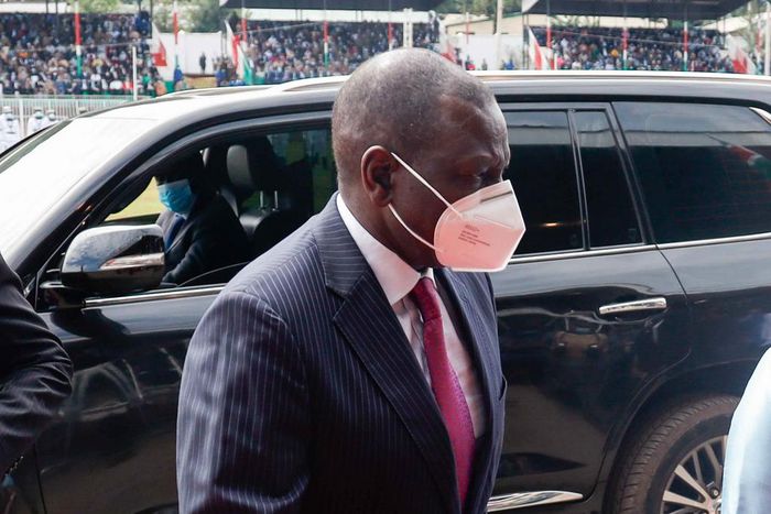 Deputy President William Ruto arriving for the Mashujaa Day celebrations at Gusii Stadium, Kisii County