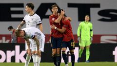 Ferran Torres (R) scored a hat-trick as Spain hammered Germany 6-0
