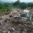 The wreckage of the collapsed building in Mahad, about 120 kilometres (75 miles) south of Mumbai