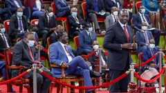 Deputy President William Ruto speaking during the launch of the BBI report at Bomas of Kenya on October 26, 2020