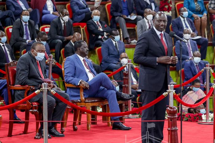 Deputy President William Ruto speaking during the launch of the BBI report at Bomas of Kenya on October 26, 2020