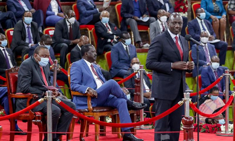 Deputy President William Ruto speaking during the launch of the BBI report at Bomas of Kenya on October 26, 2020