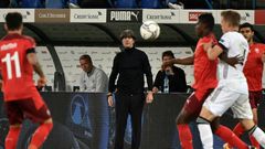 Germany coach Joachim Loew (centre) has vowed to go on the offensive with a full strength squad in the Nations League this October after drawing their first two games