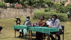 NARC Kenya leader Martha Karua with other party officials during a press address on August 10,2020