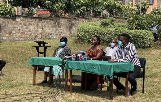 NARC Kenya leader Martha Karua with other party officials during a press address on August 10,2020