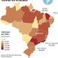 Map of Brazil showing number of coronavirus infections per state as of July 23