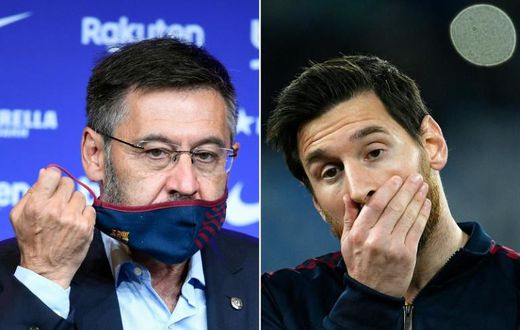 Conflict: Barcelona president Josep Maria Bartomeu and Lionel Messi