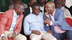 File image of Deputy President William Ruto with Kiharu MP Ndindi Nyoro and Gatundu South MP Moses Kuria