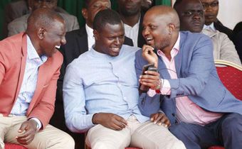 File image of Deputy President William Ruto with Kiharu MP Ndindi Nyoro and Gatundu South MP Moses Kuria