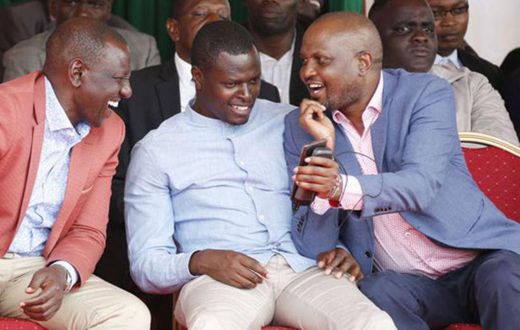File image of Deputy President William Ruto with Kiharu MP Ndindi Nyoro and Gatundu South MP Moses Kuria