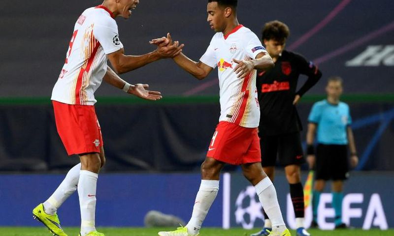 Tyler Adams (right) celebrates with Yussuf Poulsen