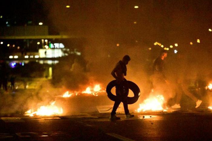 Around 300 people were on the streets of Malmo, with violence escalating as the evening wore on