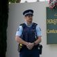 A police officer stands guard outside the Al Noor mosque ahead of the first anniversary of the Christchurch mosque shootings in Christchurch in March 2020