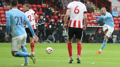 Kyle Walker (right) scored the only goal as Manchester City beat Sheffield United 1-0