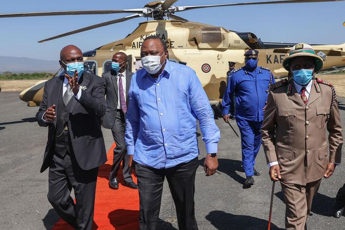 President Uhuru Kenyatta arrives in Kabarak for former President Mzee Daniel Moi's remembrance service