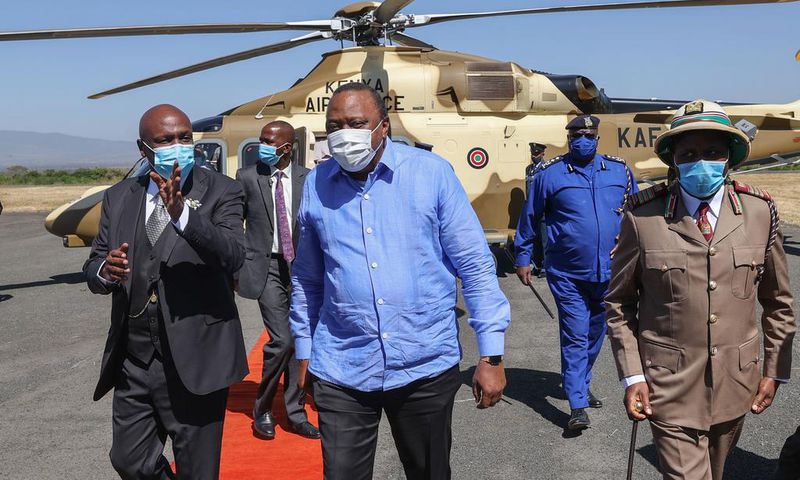 President Uhuru Kenyatta arrives in Kabarak for former President Mzee Daniel Moi's remembrance service