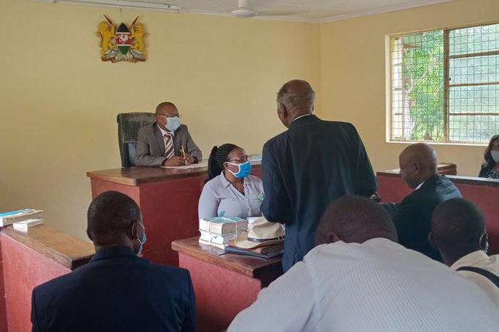 Belgut MP Nelson Koech and former Machakos Senator Johnstone Muthama when they were present at the Kwale Law Courts
