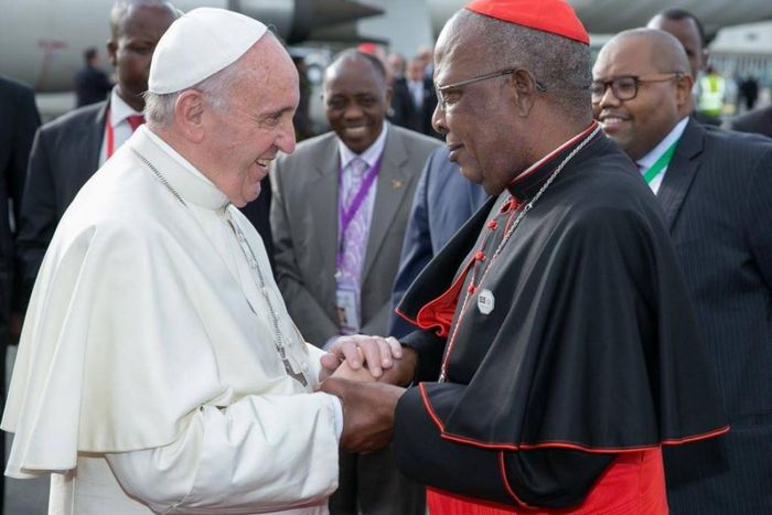 File image of Pope Francis with John Cardinal Njue during his last visit to Kenya