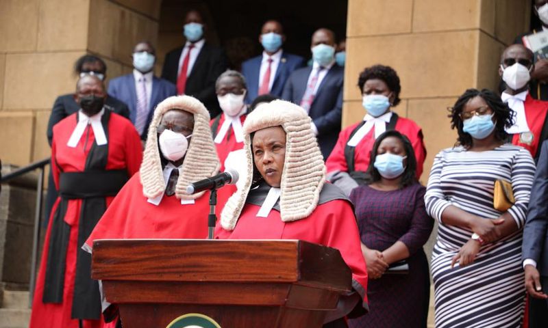 Special court proceedings held as Chief Justice David Maraga retires on January 11, 2021. Justice Philomena Mwilu takes over CJ office on acting capacity