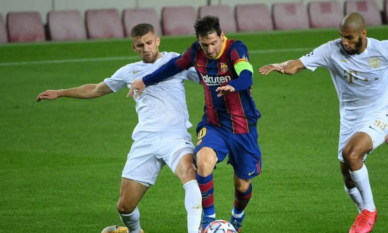 Lionel Messi scored Barcelona's first goal against Ferencvaros on Tuesday in the Champions League.