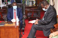 Council of Governors Chairperson Wycliffe Oparanya accompanied by Vihiga Governor Wilberforce Otichilo