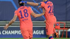 Giroud (L) produced a remarkable four-goal display