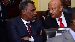 EACC CEO Twalib Mbarak with DPP Noordin Haji during a past meeting
