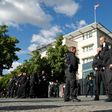 Police in May 2020 stand outside the US embassy in Berlin, to which President Donald Trump has named a new ambassador