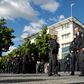 Police in May 2020 stand outside the US embassy in Berlin, to which President Donald Trump has named a new ambassador