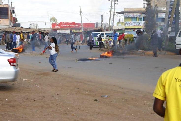 Scenes at Kenol, Murang'a county where 2 people were killed during chaos associated with Kiharu MP Ndindi Nyoro and Kihara MP Alice Wahome