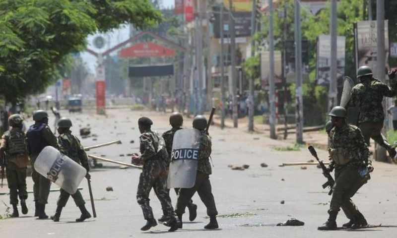 File image of chaotic scenes during a past demonstration in Kisumu County