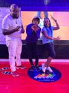 Rapper Kahush with NRG Radio presenters Mwalimu Rachel and DJ Xclusive