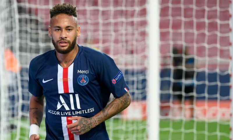 Brazilian forward Neymar is shown during the UEFA Champions League final between Paris Saint-Germain and Bayern Munich on August 23, 2020