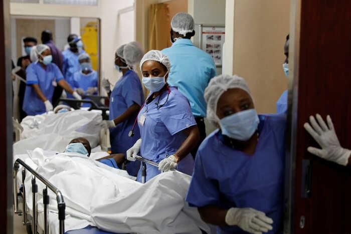Medics at a Kenyan hospital (Reuters)