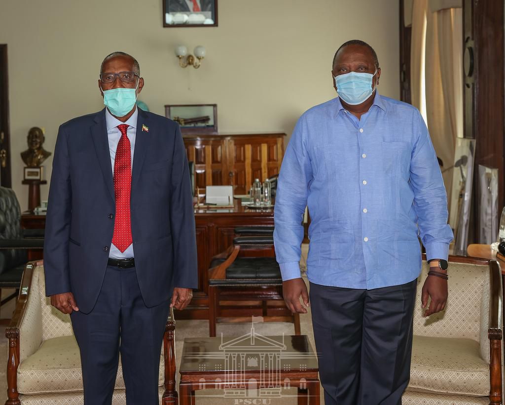 Somaliland President Musa Bihi Abdi with President Uhuru Kenyatta,