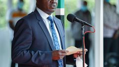 Labour CS Simon Chelugui during the 2020 Labour Day celebrations at State House Nairobi