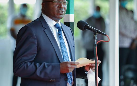 Labour CS Simon Chelugui during the 2020 Labour Day celebrations at State House Nairobi