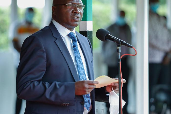 Labour CS Simon Chelugui during the 2020 Labour Day celebrations at State House Nairobi