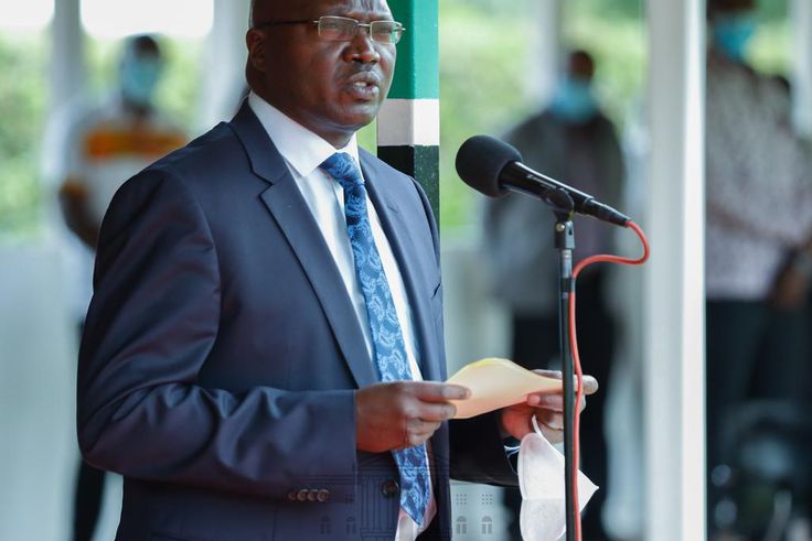 Labour CS Simon Chelugui during the 2020 Labour Day celebrations at State House Nairobi