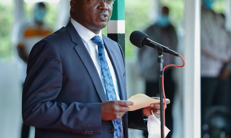 Labour CS Simon Chelugui during the 2020 Labour Day celebrations at State House Nairobi