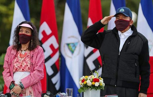 President Daniel Ortega and his wife Vice President Rosario Murillo wore masks at celebrations marking the 41st anniversary of the Sandinista revolution but the leader has taken no measures to contain the coronavirus