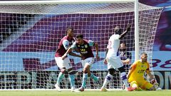 Aston Villa's Trezeguet (C) scored twice against Crystal Palace
