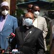 Chairperson of the Interfaith Council Archbishop Anthony Muheria addresses a press conference