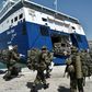 Greek soldiers boarded a ferry on the tiny Greek island of Kastellorizo, situated two kilometers off Turkey