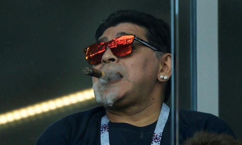 Argentina football great Diego Maradona, pictured at the 2018 World Cup in Russia, has always lived a life of excess
